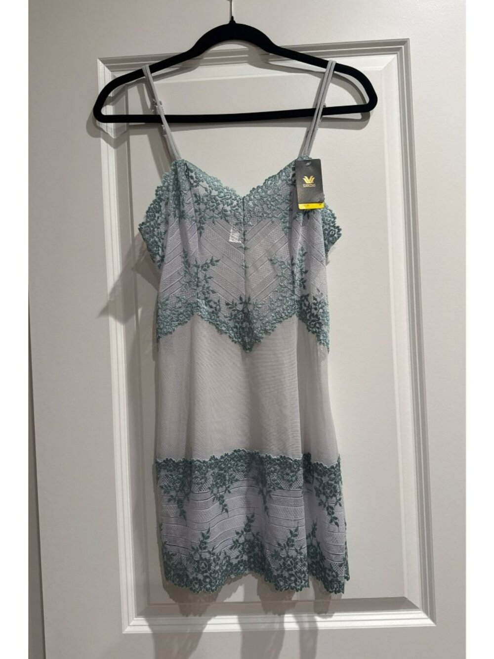 Wacoal Embrace Lace Chemise Nightgown Medium 814191 Blue Romantic Coquette NWT